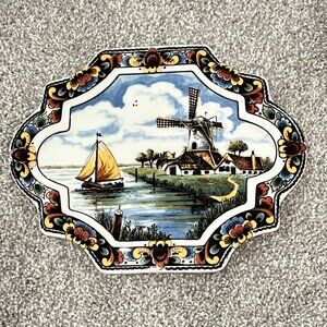 Vintage Delft Polychrome Handwerk Westraven ceramic wall plaque - LNC
